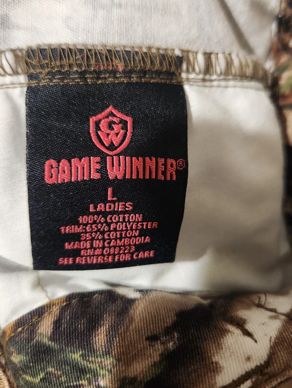 Game Winner Womens Camo Cargo Pants Large Hunting Outdoors